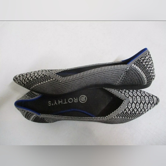 ROTHYS the Point retired black white python washable flats shoes 8 barely worn - Picture 2 of 6